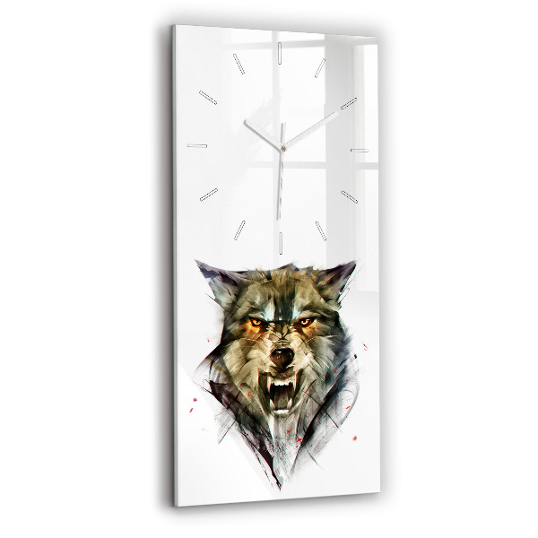 Vertikale Uhr mit motiv Gezeichnetes Porträt eines Wolfes