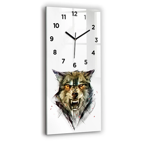 Vertikale Uhr mit motiv Gezeichnetes Porträt eines Wolfes
