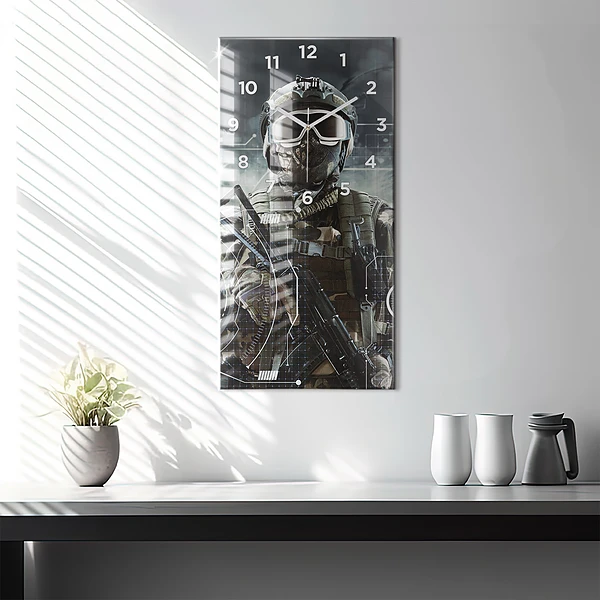 Vertikale Uhr Soldat mit einem Gewehr