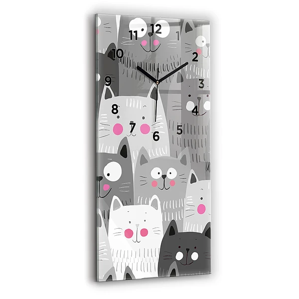 Vertikale Uhr mit motiv Muster mit Katzen
