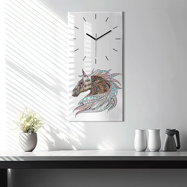 Vertikale Uhr mit motiv Illustration eines Pferdes