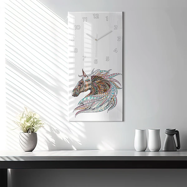 Vertikale Uhr mit motiv Illustration eines Pferdes