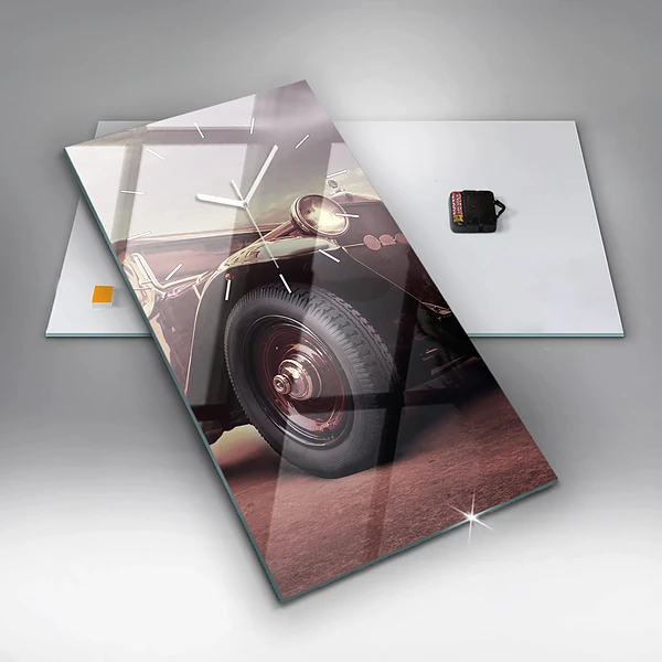 Vertikale Uhr mit motiv Oldtimer