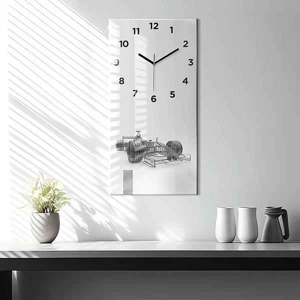 Vertikale Uhr mit motiv Aufbau des F1-Wagens