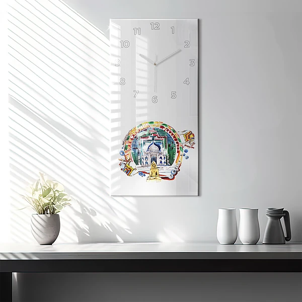 Vertikale Uhr Buddha-Gemälde in einem Tempel