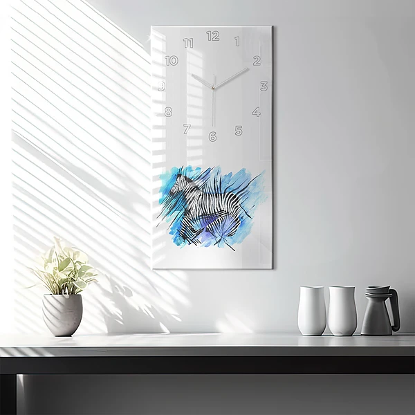 Vertikale Uhr mit motiv Gemaltes Zebra