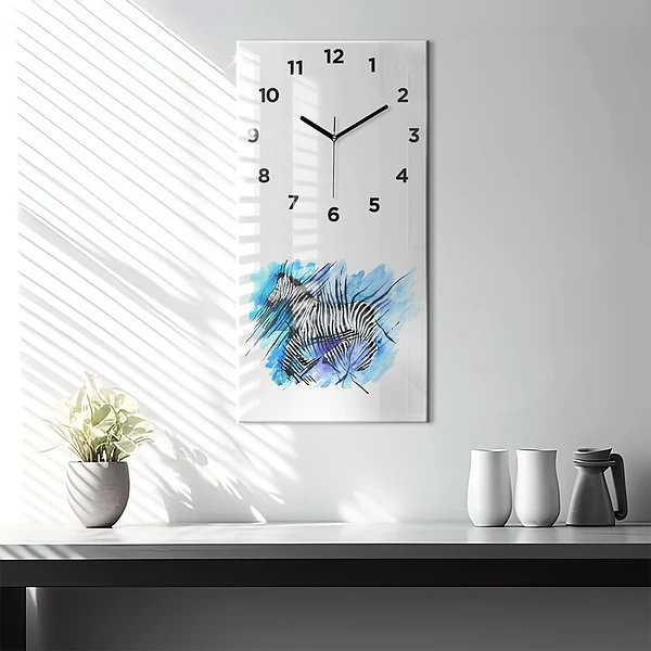 Vertikale Uhr mit motiv Gemaltes Zebra