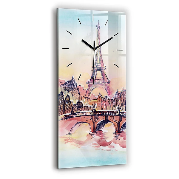 Vertikale Uhr mit motiv Gemalte Landschaft von Paris