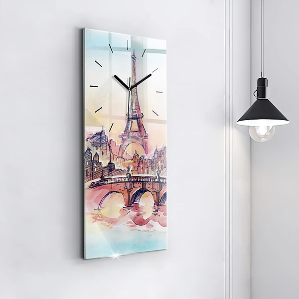 Vertikale Uhr mit motiv Gemalte Landschaft von Paris