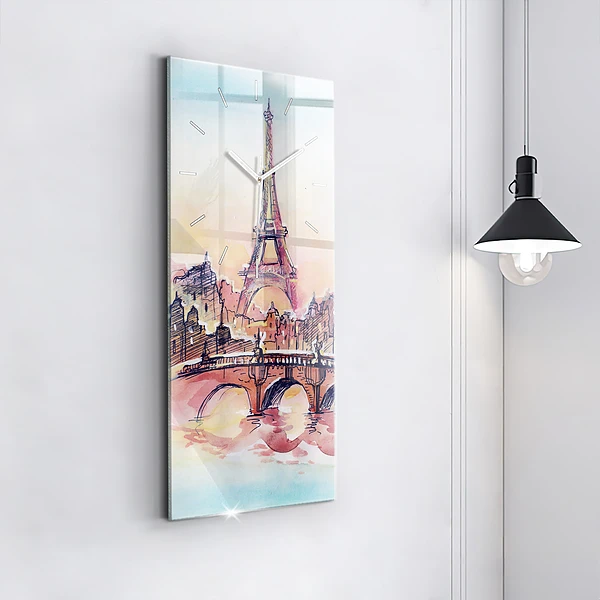 Vertikale Uhr mit motiv Gemalte Landschaft von Paris