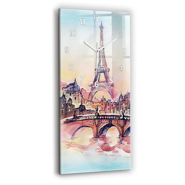 Vertikale Uhr mit motiv Gemalte Landschaft von Paris