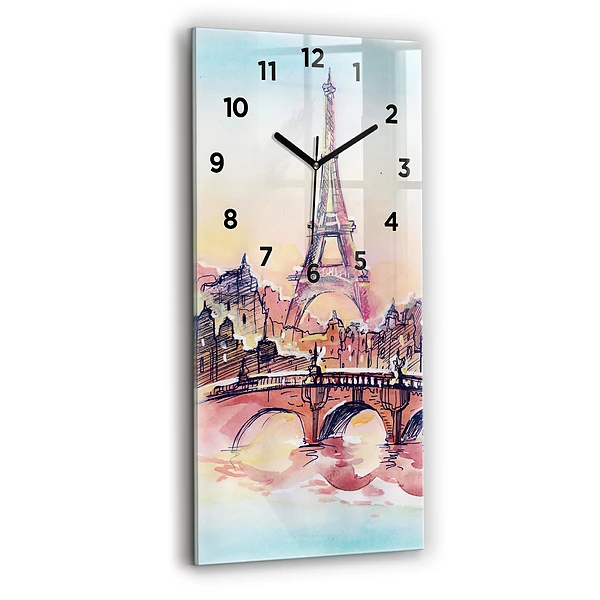 Vertikale Uhr mit motiv Gemalte Landschaft von Paris