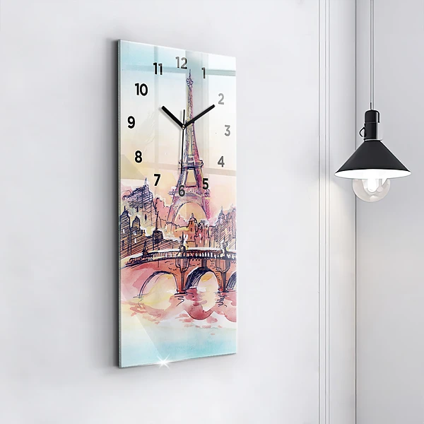 Vertikale Uhr mit motiv Gemalte Landschaft von Paris