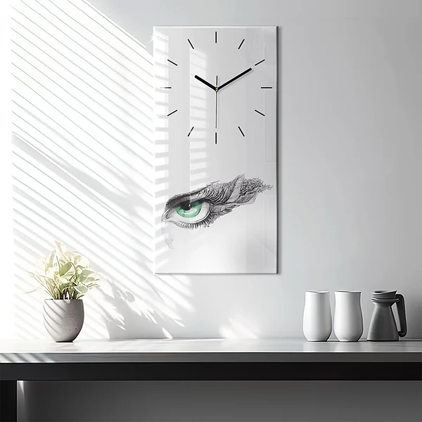 Vertikale Uhr mit motiv Abstraktes Auge eines Mannes
