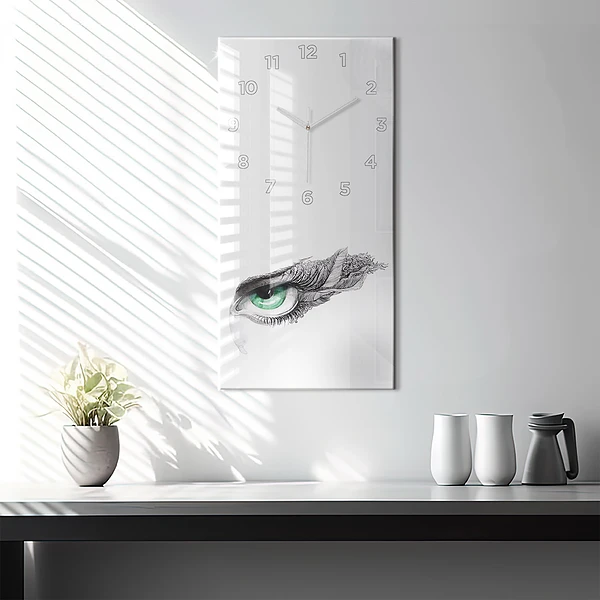 Vertikale Uhr mit motiv Abstraktes Auge eines Mannes