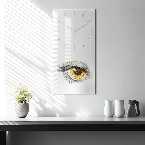 Vertikale Uhr Sonnenblume im Auge