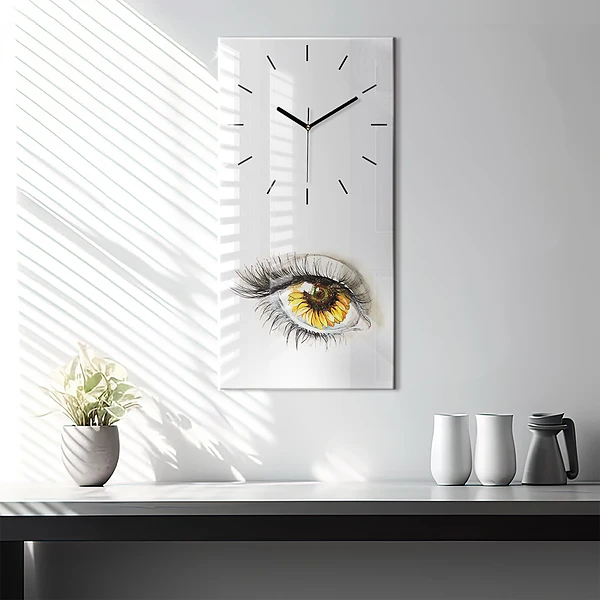 Vertikale Uhr Sonnenblume im Auge