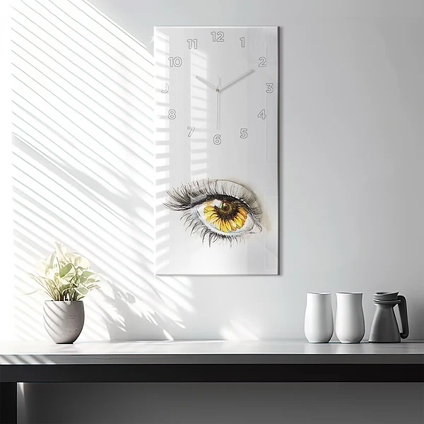 Vertikale Uhr Sonnenblume im Auge