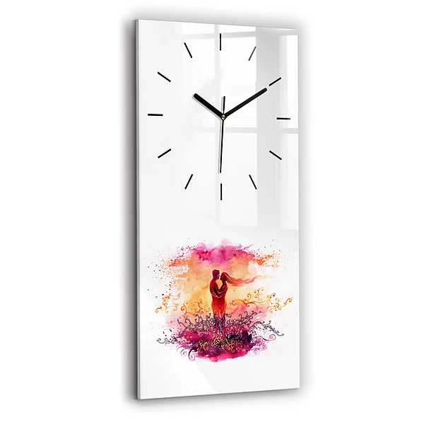 Vertikale Uhr Aquarell eines verliebten Paares