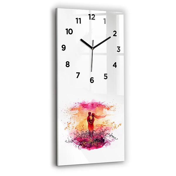 Vertikale Uhr Aquarell eines verliebten Paares
