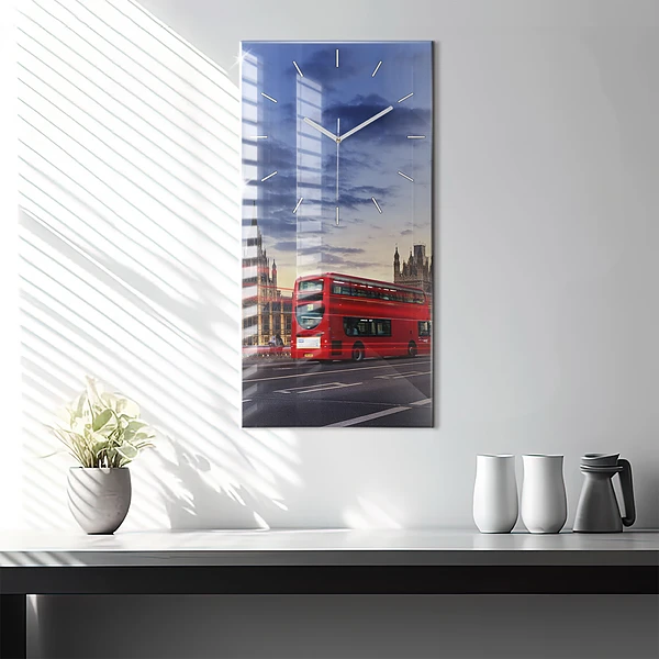 Vertikale Uhr mit motiv Roter Londoner Bus