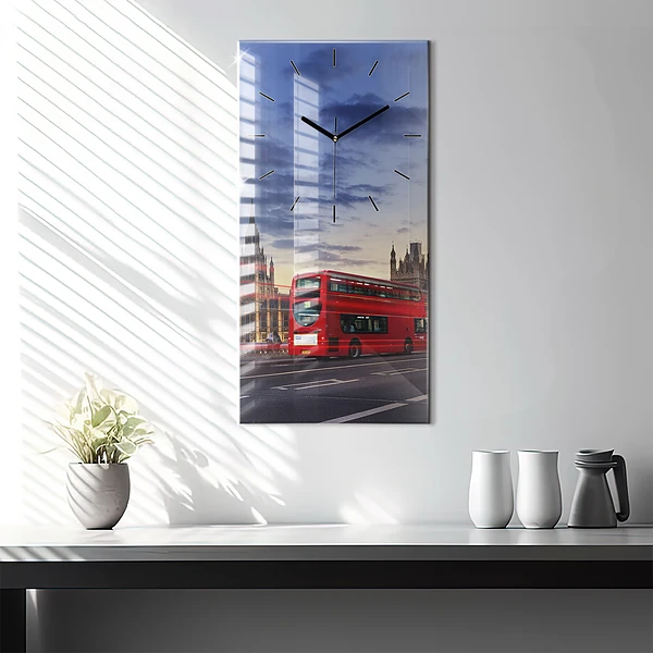 Vertikale Uhr mit motiv Roter Londoner Bus