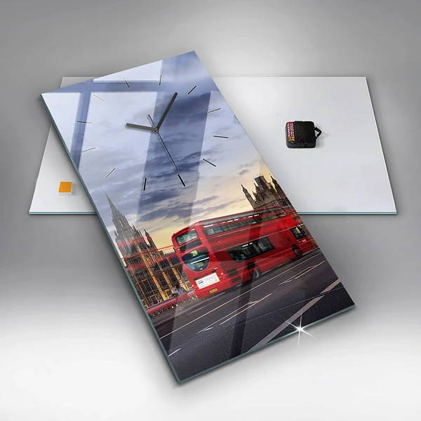 Vertikale Uhr mit motiv Roter Londoner Bus