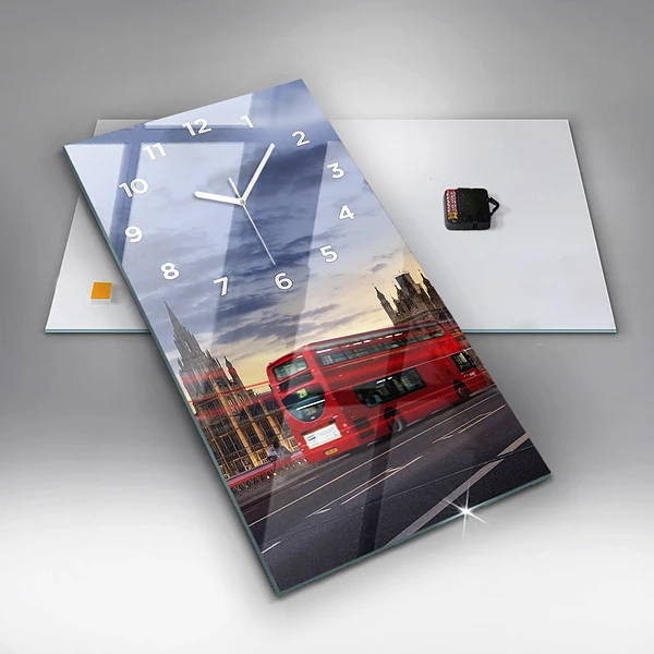 Vertikale Uhr mit motiv Roter Londoner Bus