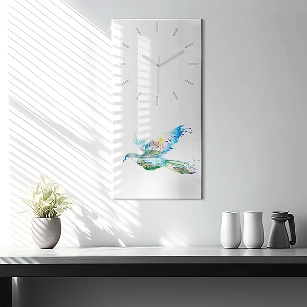 Vertikale Uhr Vogel und Frühling Abstraktion