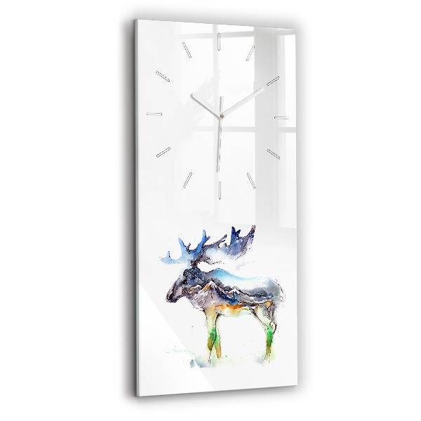 Vertikale Uhr mit motiv Elch und Berglandschaft