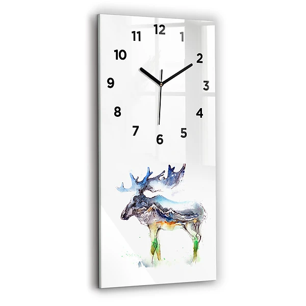 Vertikale Uhr mit motiv Elch und Berglandschaft