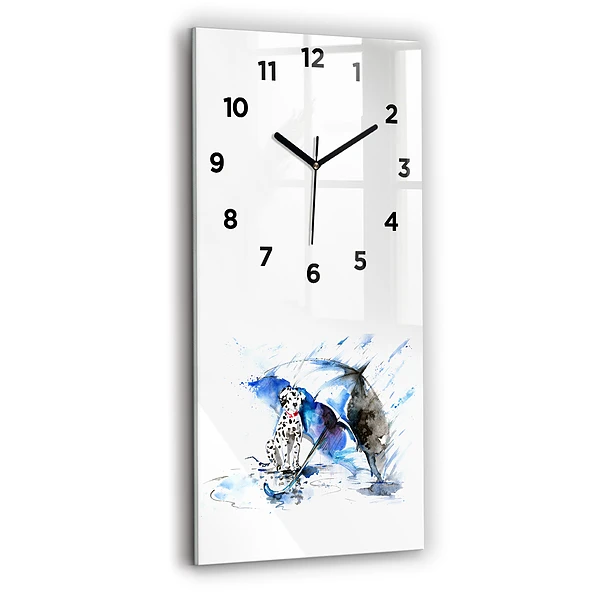 Vertikale Uhr mit motiv Dalmatiner und Regenschirm