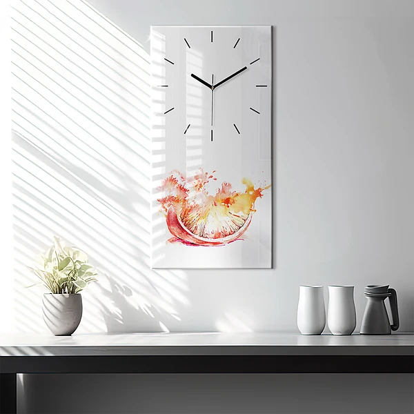 Vertikale Uhr mit motiv Gemalte Orange