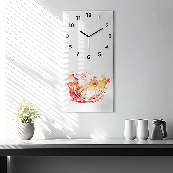 Vertikale Uhr mit motiv Gemalte Orange
