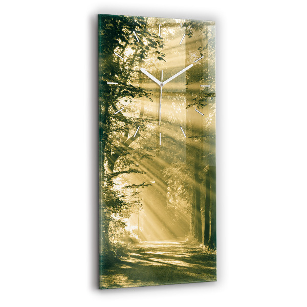Vertikale Uhr mit motiv Sonnenstrahlen Wald