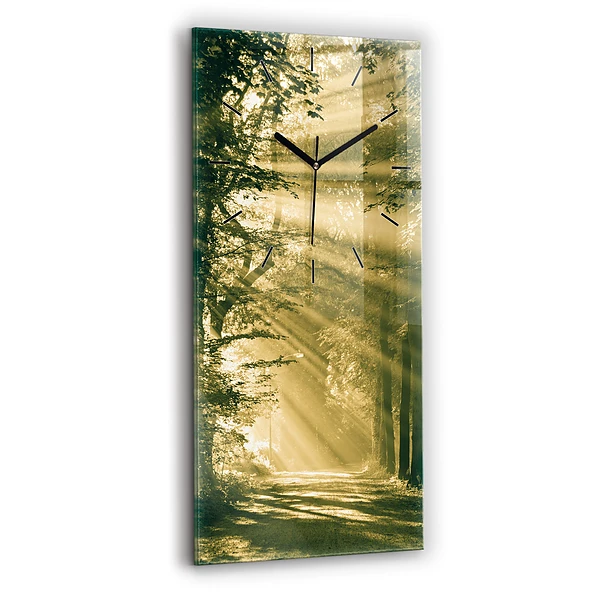 Vertikale Uhr mit motiv Sonnenstrahlen Wald
