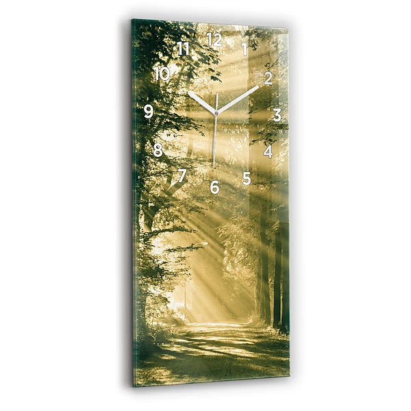 Vertikale Uhr mit motiv Sonnenstrahlen Wald