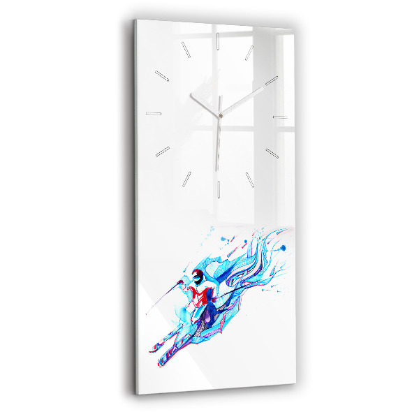 Vertikale Uhr mit motiv Skifahrer