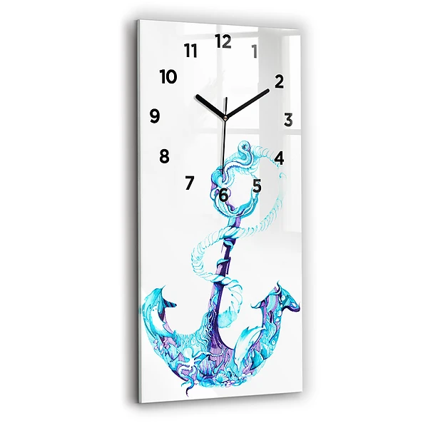 Vertikale Uhr mit motiv Anker im Meer