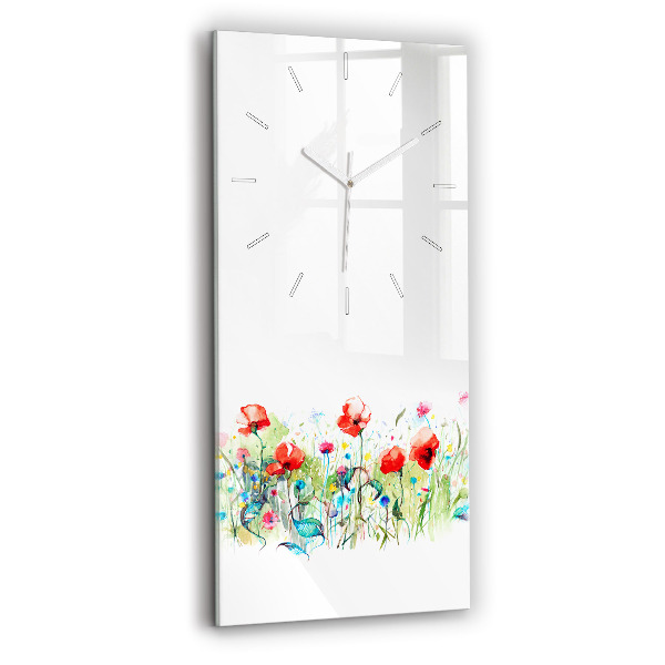 Vertikale Uhr mit motiv Mohnblumen auf einer Wiese