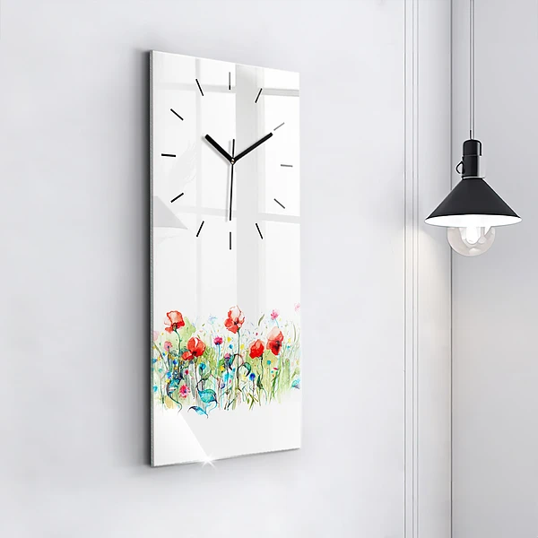 Vertikale Uhr mit motiv Mohnblumen auf einer Wiese
