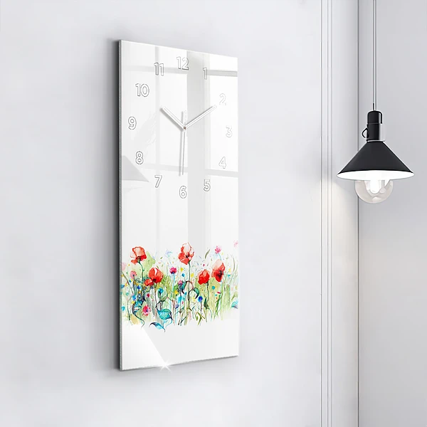 Vertikale Uhr mit motiv Mohnblumen auf einer Wiese