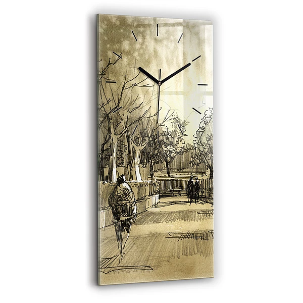 Vertikale Uhr mit motiv Park und Bäume in Sepia