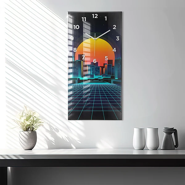 Vertikale Uhr Cyberspace Stadt