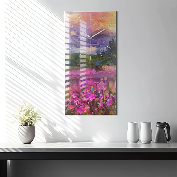 Vertikale Uhr Landschaft aus Natur und Blumen
