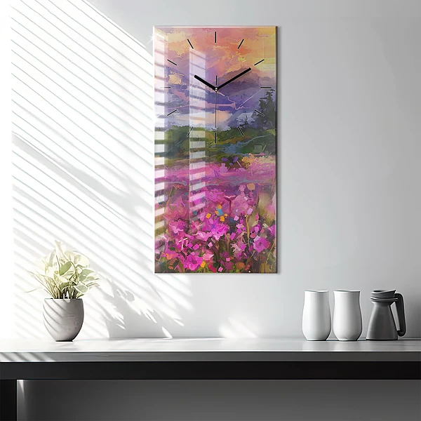 Vertikale Uhr Landschaft aus Natur und Blumen