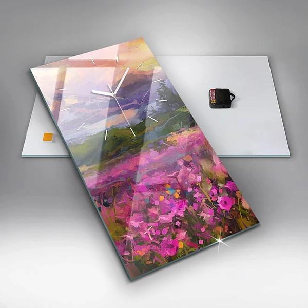 Vertikale Uhr Landschaft aus Natur und Blumen