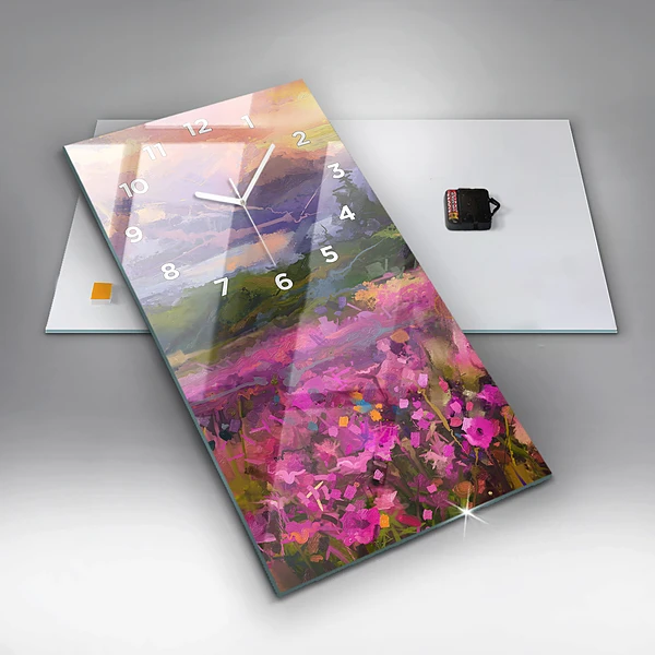 Vertikale Uhr Landschaft aus Natur und Blumen