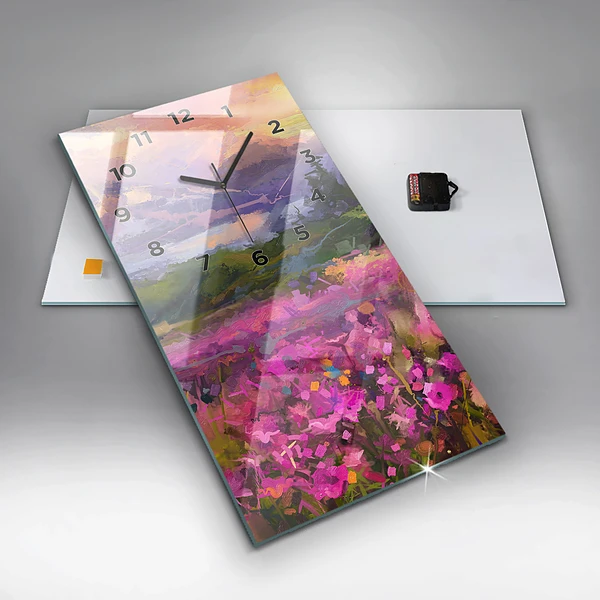Vertikale Uhr Landschaft aus Natur und Blumen