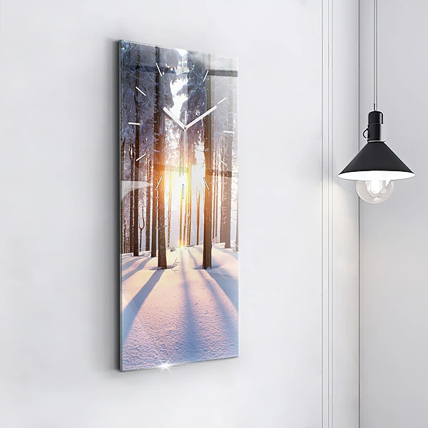 Vertikale Uhr mit motiv Sonnenuntergang Wald